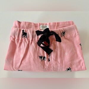 J. Crew Flannel French Bull Dog Frenchie Snow Globe Pink Pajama 100% Cotton